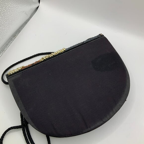 Towanny Vintage Black Sequin Beaded Embellished Handbag Crossbody - Picture 4 of 8